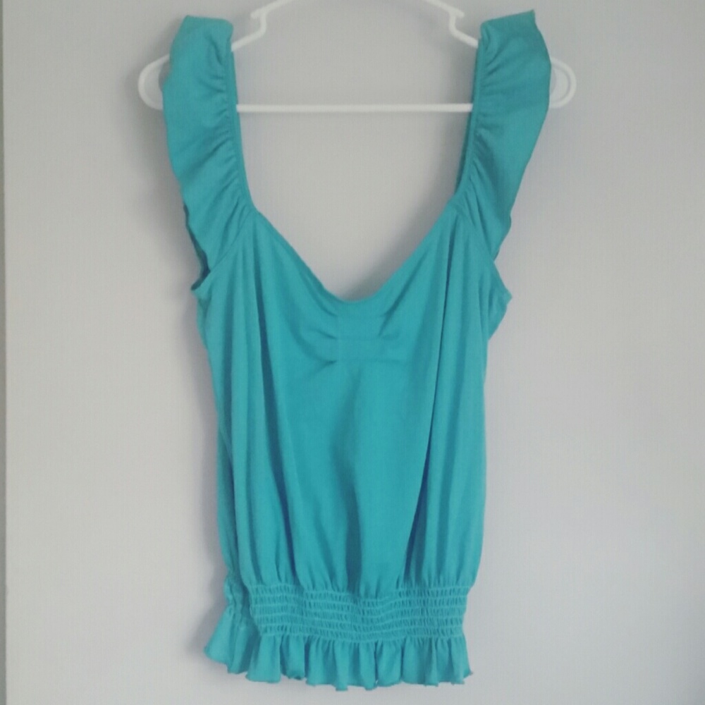 Guess Turquiose Ruffle Tank S